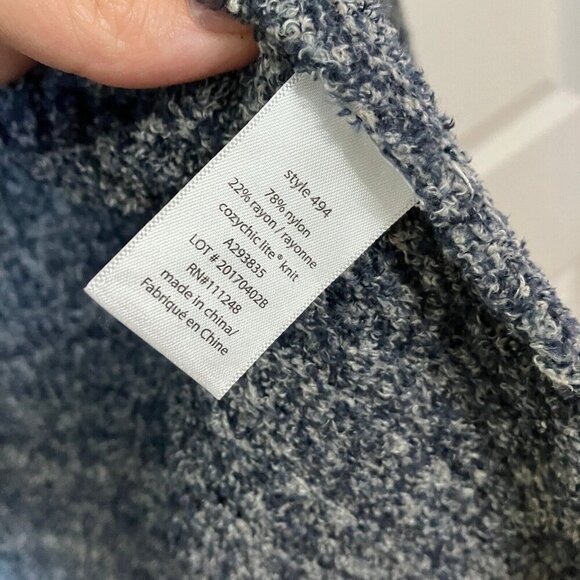 Barefoot Dreams Cozychic Lite Fuzzy Blue  Long Open Cardigan Womens Medium - Picture 6 of 7